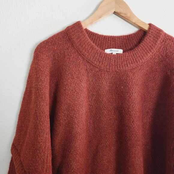 NEW Madewell Havener Cable Knit Pullover Alpaca Wool Sweater Heather Auburn - Picture 5 of 11